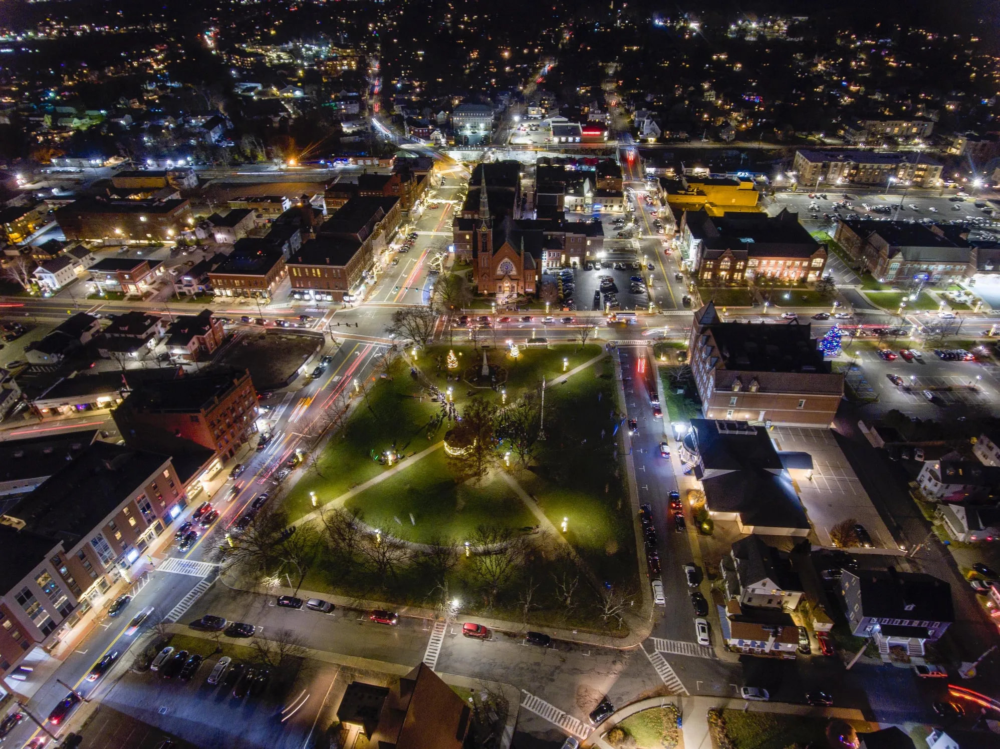 William Tulaba Natick Massachusetts 01760 Aerial view of downtown night life